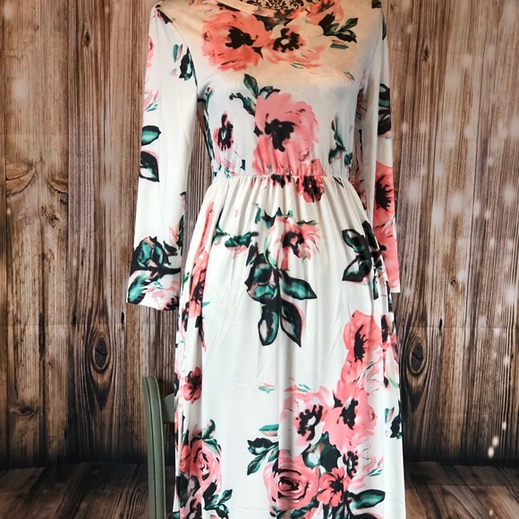 White Floral Printed Maxi Dress Various Size - Picture 2 of 8